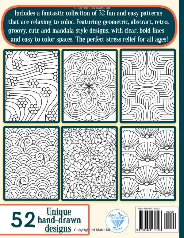 Patterns Coloring Book: Easy Everyday Designs for Adults, Kids, Seniors for Relaxation by BJB Publishing