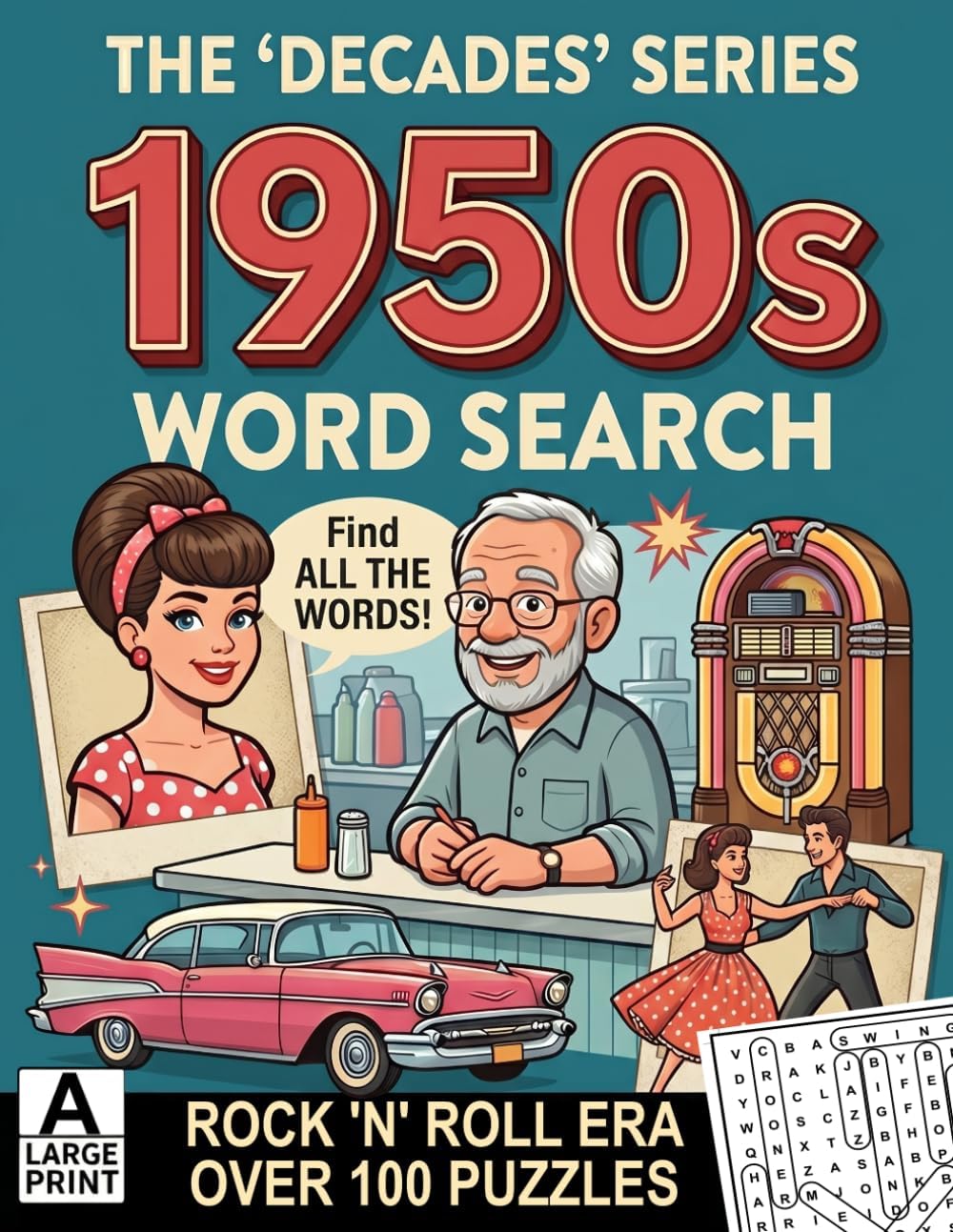 The 'Decades' Series 1950s Word Search: Over 100 Puzzles in Extra Large Print | Relaxing Word Search Puzzle Book for Adults and Seniors | Large Print ... Strain | Giant and Fun Word Find for Adults by Everstone Publishing Group