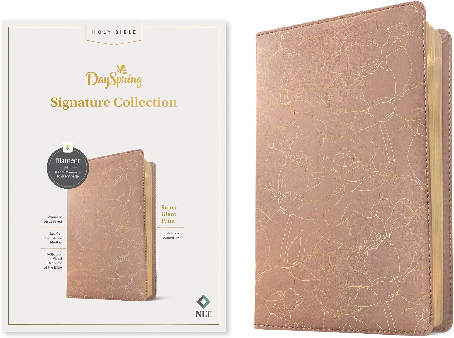NLT Super Giant Print Bible, DaySpring Signature Collection, Filament Enabled (LeatherLike, Blush Floral, Red Letter): DaySpring Signature Collection by New Living Translation