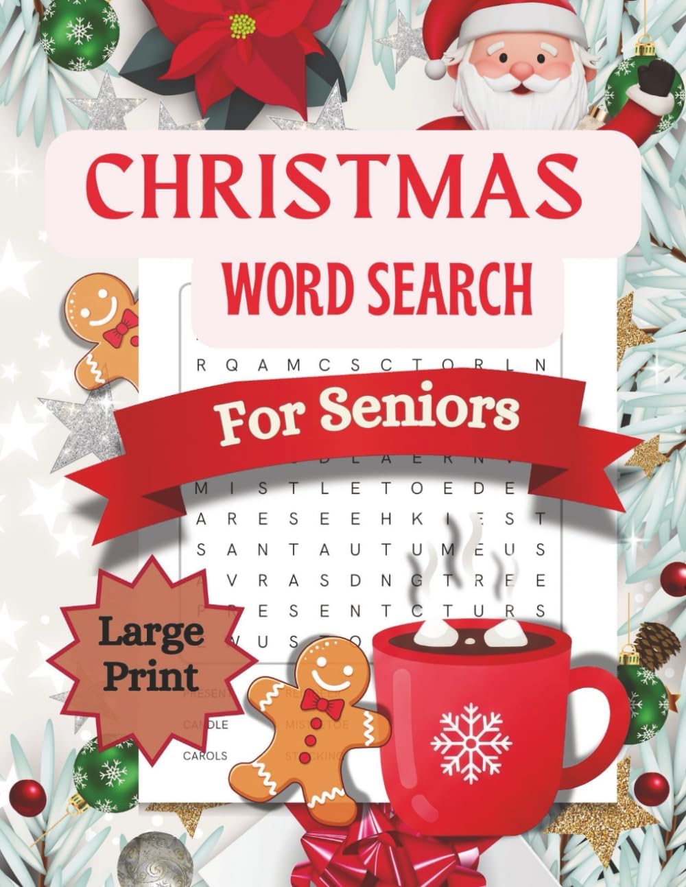 Christmas Word Search for Seniors: Large Print 50+ Word Search Festive Themed Fun by Amora Designs