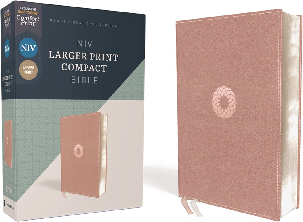 NIV, Larger Print Compact Bible(8.5-Point Print Size), Leathersoft, Pink, Red Letter, Comfort Print by Zondervan
