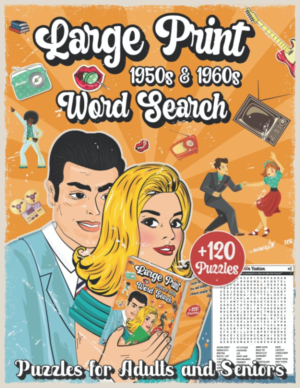Large Print 1950s & 1960s Word Search Puzzles for Adults and Seniors: Large Print Memory Word Search Puzzle Book, The Fifties & Sixties Relaxing ... (1950’s & 1960’s Word Search Puzzle Book) by Sunlight Clark Press