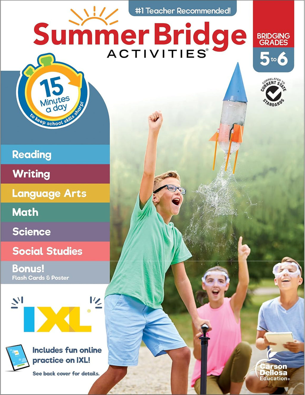Summer Bridge Activities 5th to 6th Grade Workbooks All Subjects, Middle School Books With Math, Language Arts, Reading Comprehension, Science, Social Studies, Fitness, Flash Cards, and More by Summer Bridge Activities