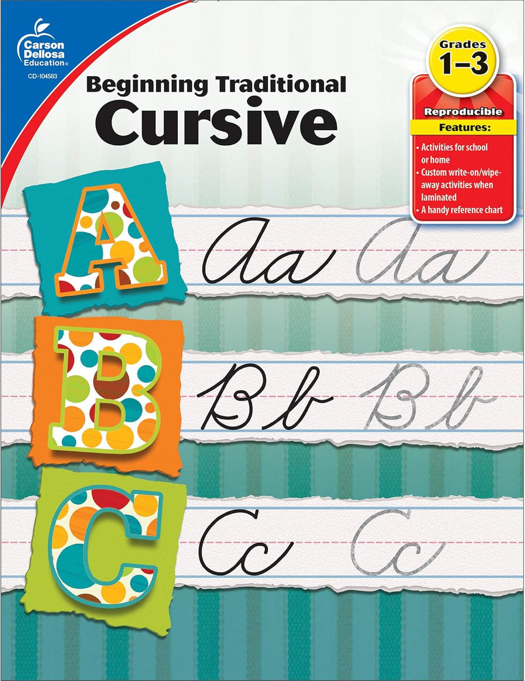 Carson Dellosa Grades 1-3 Beginning Traditional Cursive Handwriting Workbook, Writing Book With Dry Erase Number and Letter Tracing Activities, Classroom or Homeschool Curriculum by Carson Dellosa Education