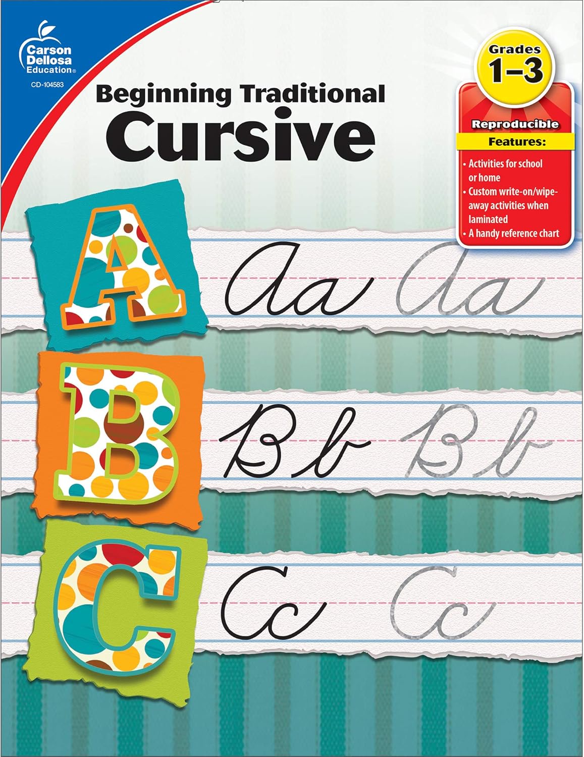 Carson Dellosa Grades 1-3 Beginning Traditional Cursive Handwriting Workbook, Writing Book With Dry Erase Number and Letter Tracing Activities, Classroom or Homeschool Curriculum by Carson Dellosa Education