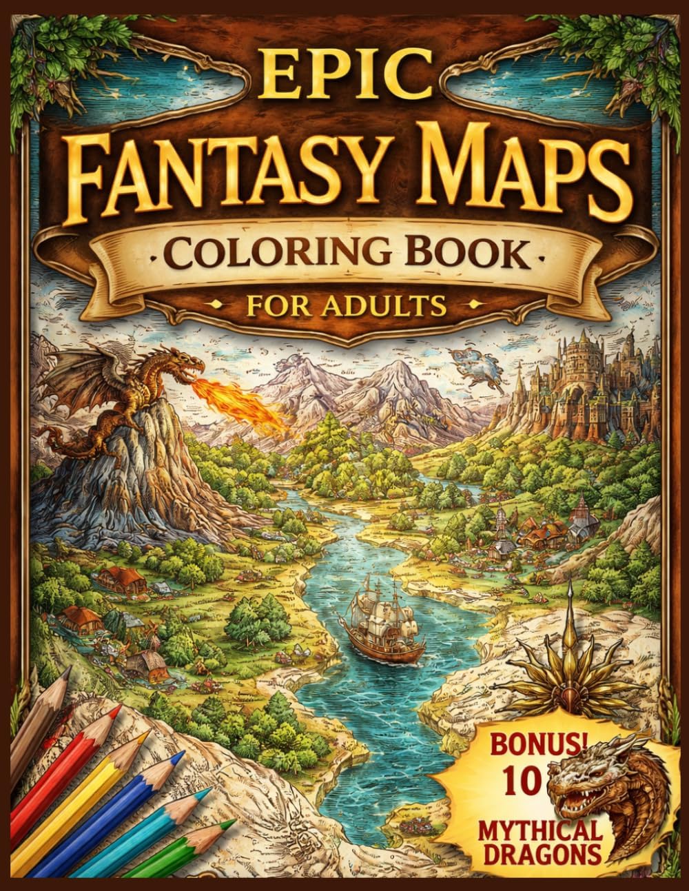 Epic Fantasy Maps Coloring Book for Adults: 110+ Beautifully Detailed Maps of Magical Kingdoms, Enchanted Lands, Forgotten Realms & Adventure Worlds | ... Creatures & Cozy Fantasy Adventures) by Big Little Dreams