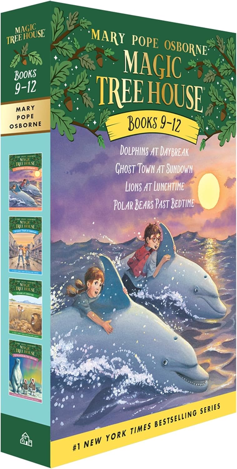 Magic Tree House Boxed Set, Books 9-12: Dolphins at Daybreak, Ghost Town at Sundown, Lions at Lunchtime, and Polar Bears Past Bedtime by Mary Pope Osborne