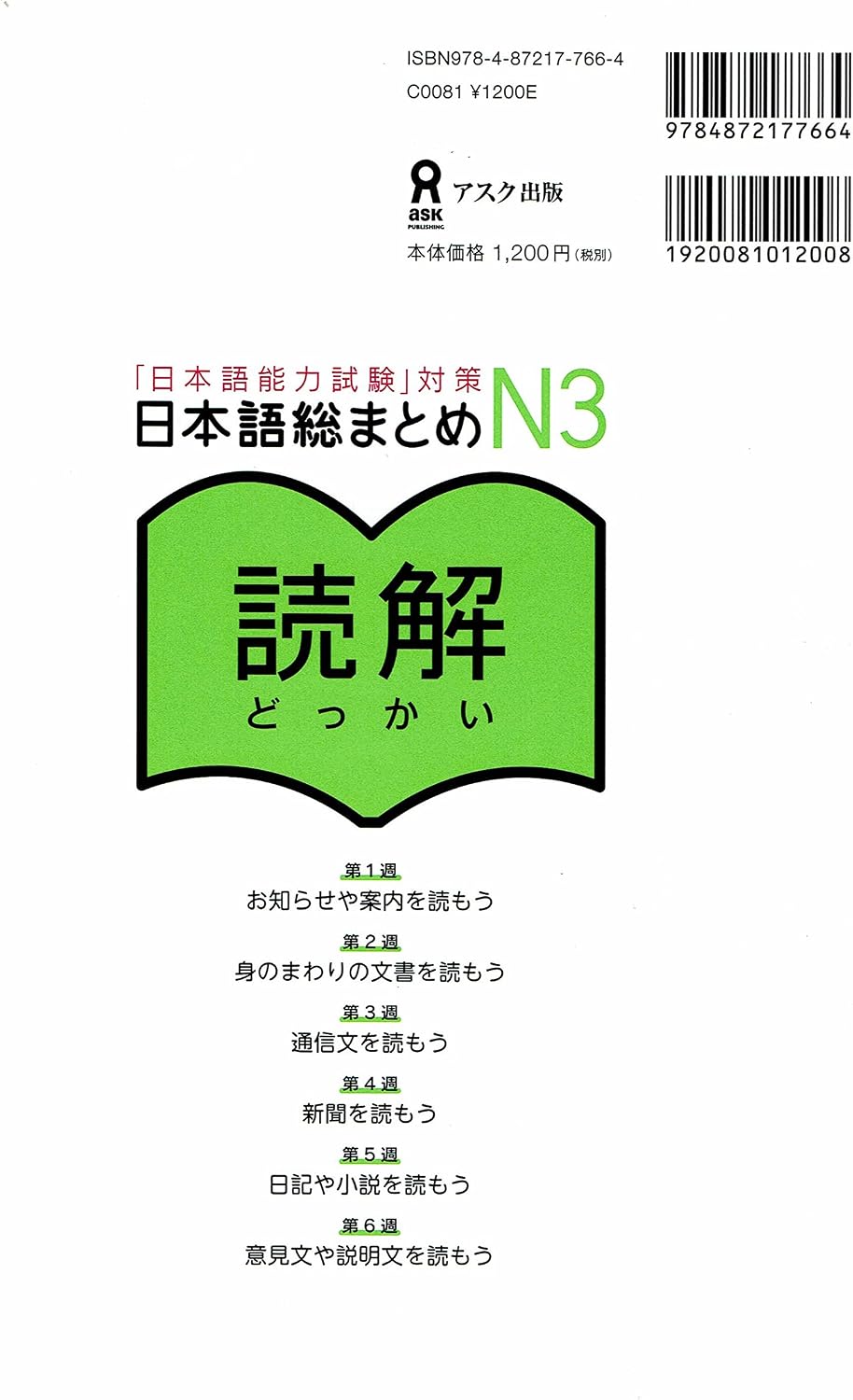 JLPT N3 Nihongo Somtome Reading Dokkai Asuku by SASAKI HITOKO MATSU