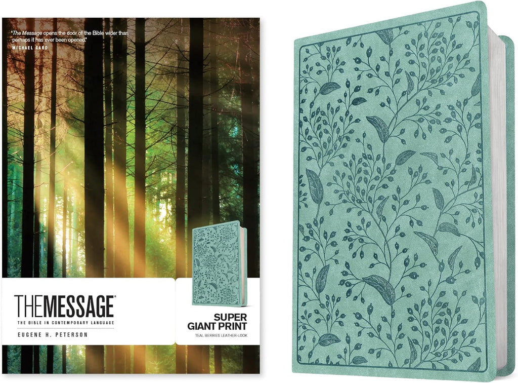 The Message Super Giant Print (Leather-Look, Teal Berries) by Eugene H. Peterson
