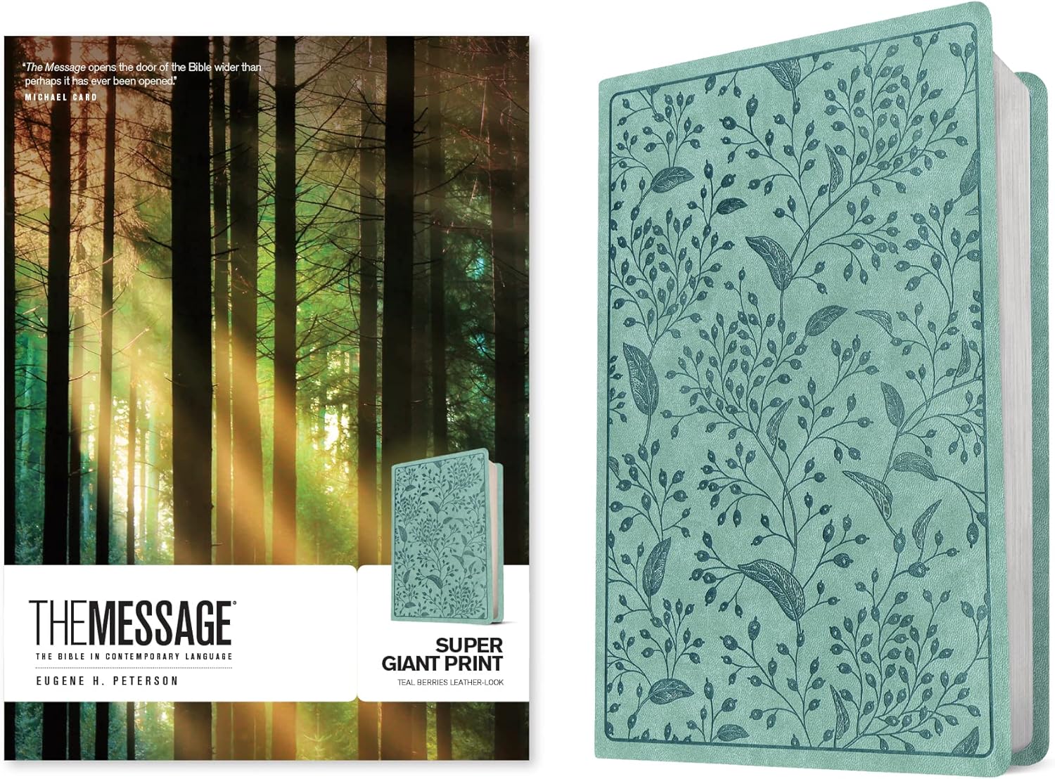The Message Super Giant Print (Leather-Look, Teal Berries) by Eugene H. Peterson