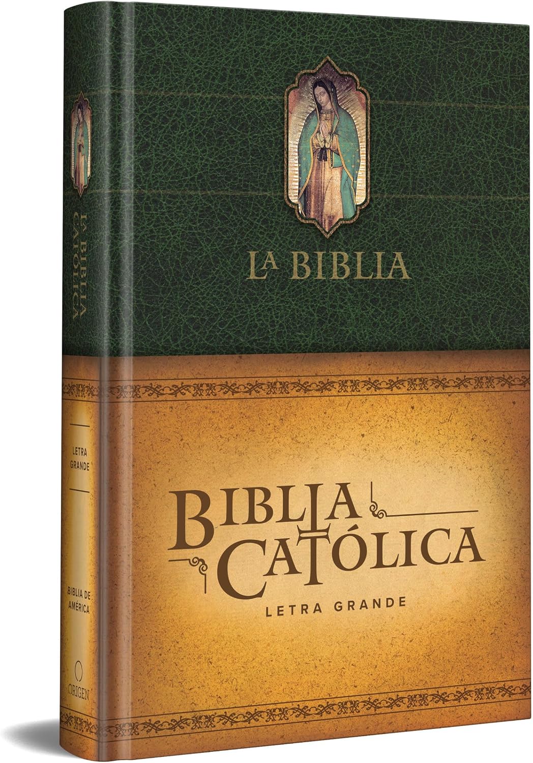 La Biblia Católica: Tamaño grande, Edición letra grande. Tapa dura, verde, con Virgen (Spanish Edition) by Biblia de América