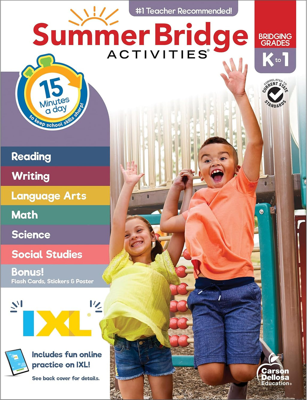 Summer Bridge Activities Kindergarten to 1st Grade Workbooks, Activity Book Ages 4-6 With Math, Phonics, Science, Social Studies, Writing Practice, Fitness, Flash Cards, Stickers, and More by Summer Bridge Activities