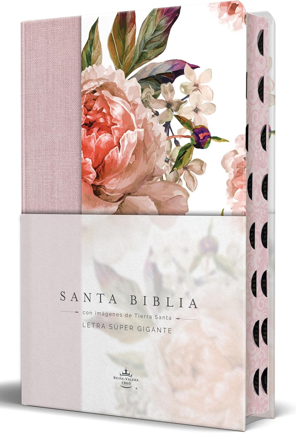 Biblia Reina Valera Revisada 1960 letra súper gigante, tapa dura con tela y flores rosada, cantos pintados e índice/ Spanish Bible RVR 1960 Super Giant Print (Spanish Edition) by Reina Valera Revisada 1960