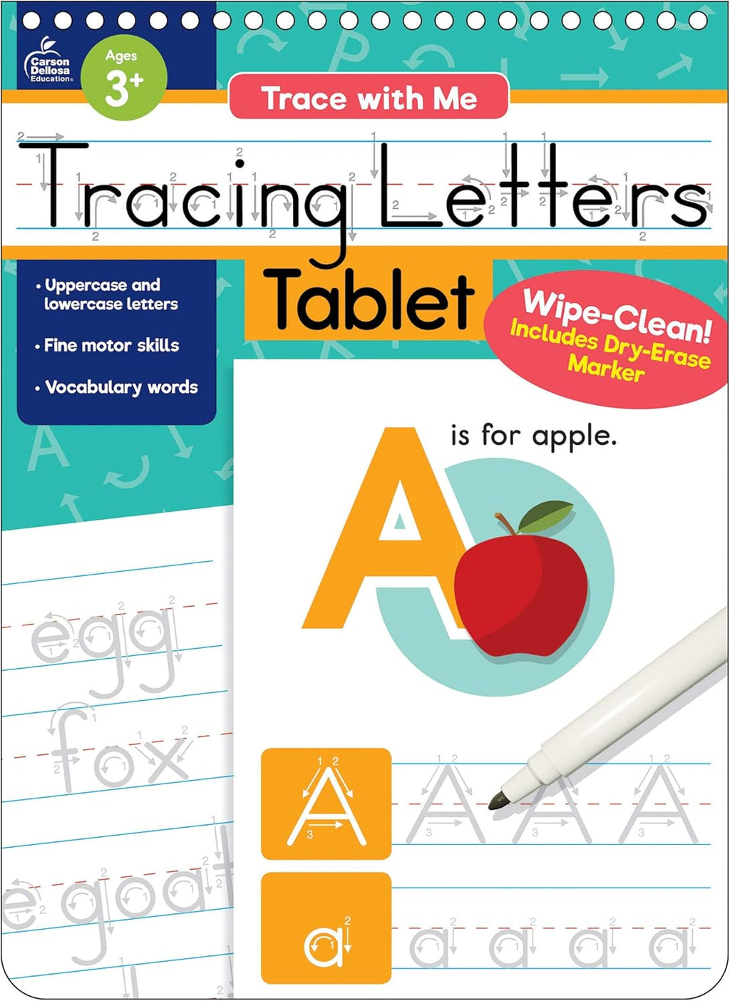 Carson Dellosa Trace With Me Letter Tracing Books for Kids Ages 3-5, Dry Erase Preschool Workbook, Learn to Write the Alphabet With Wipe Clean Handwriting Practice by Carson Dellosa Education