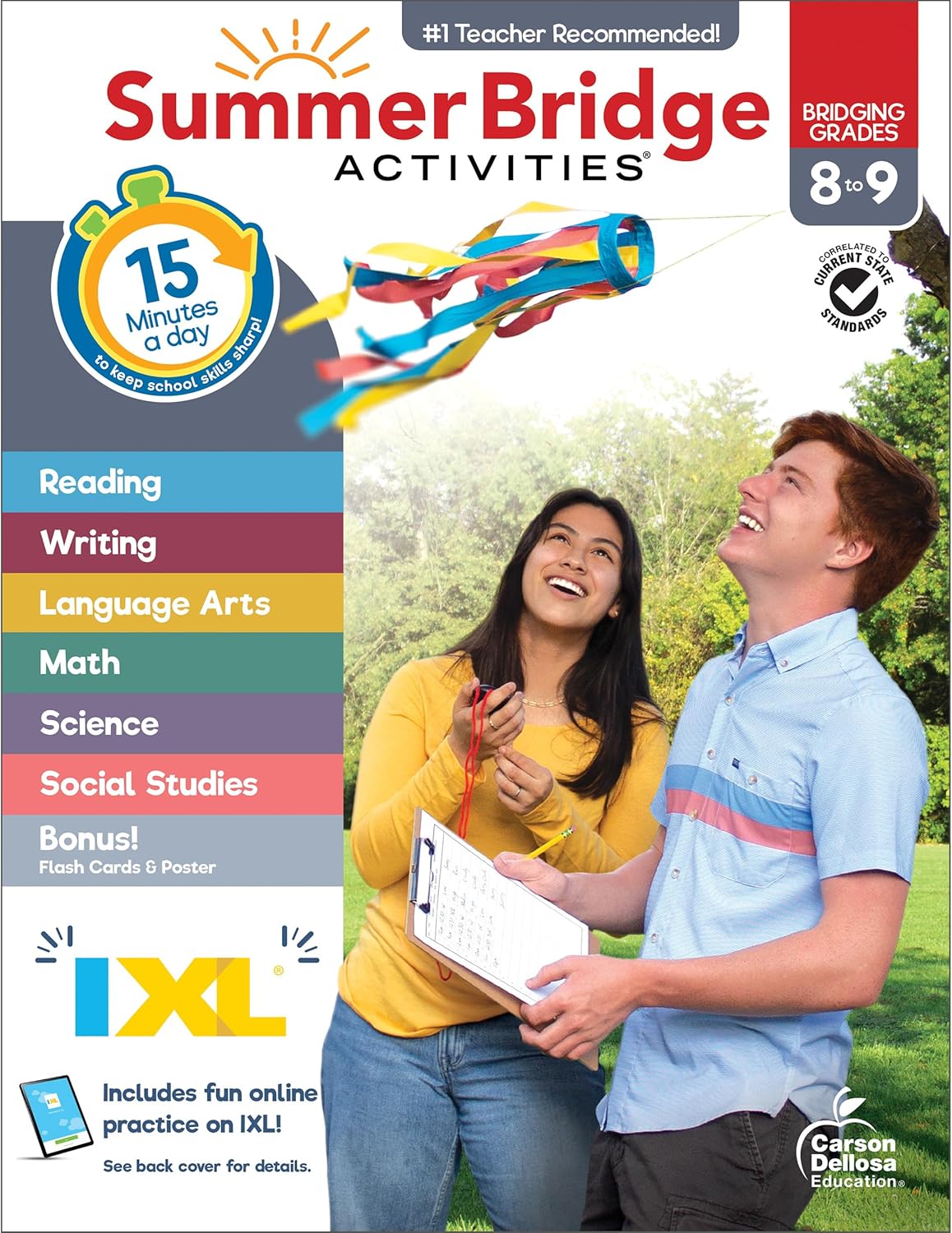 Summer Bridge Activities 8th to 9th Grade Workbooks All Subjects, Middle School Books With Math, Language Arts, Reading Comprehension, Science, Social Studies, Fitness, Flash Cards, and More by Summer Bridge Activities