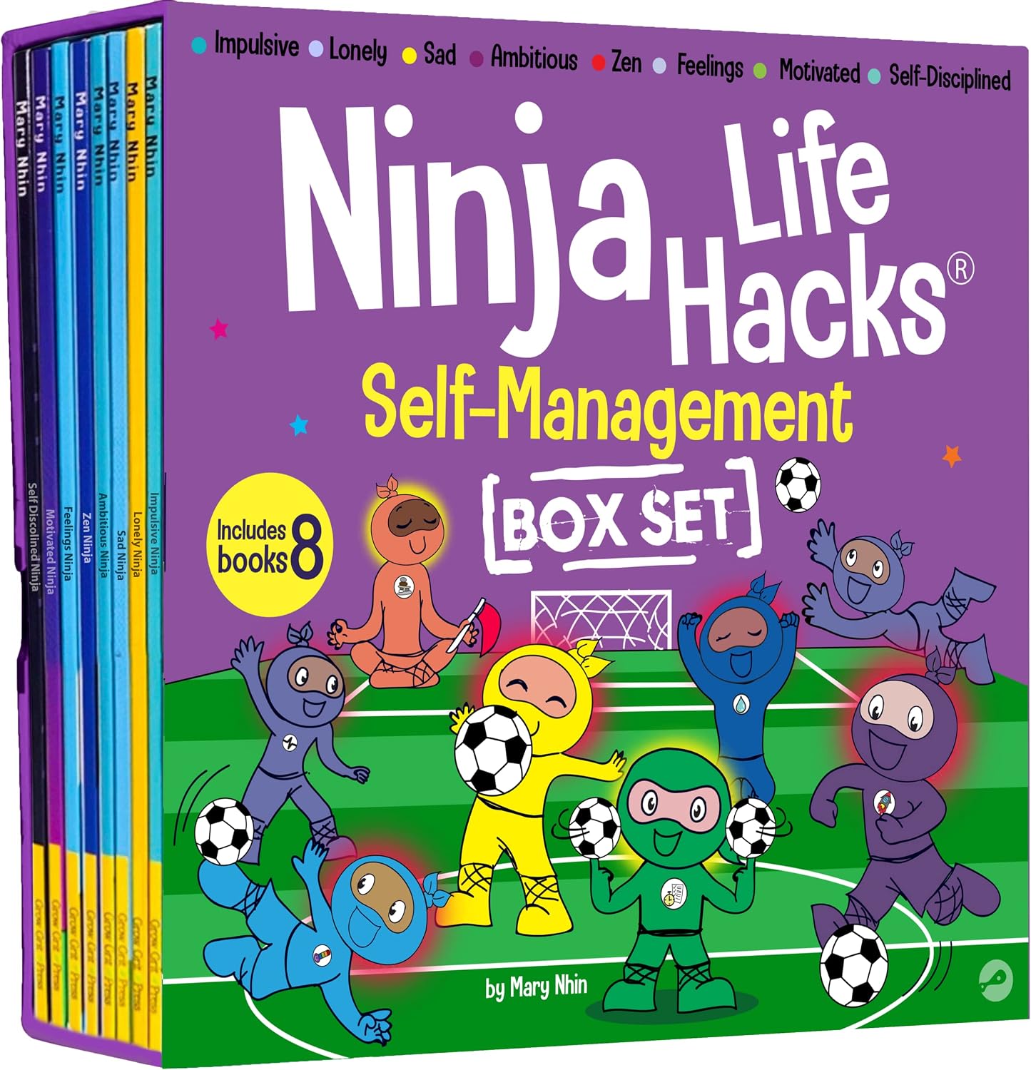Ninja Life Hacks Self Management 8 Book Box Set (Books 33-40: Impulsive, Lonely, Sad, Ambitious, Zen, Feelings, Motivated, Self Disciplined) by Mary Nhin