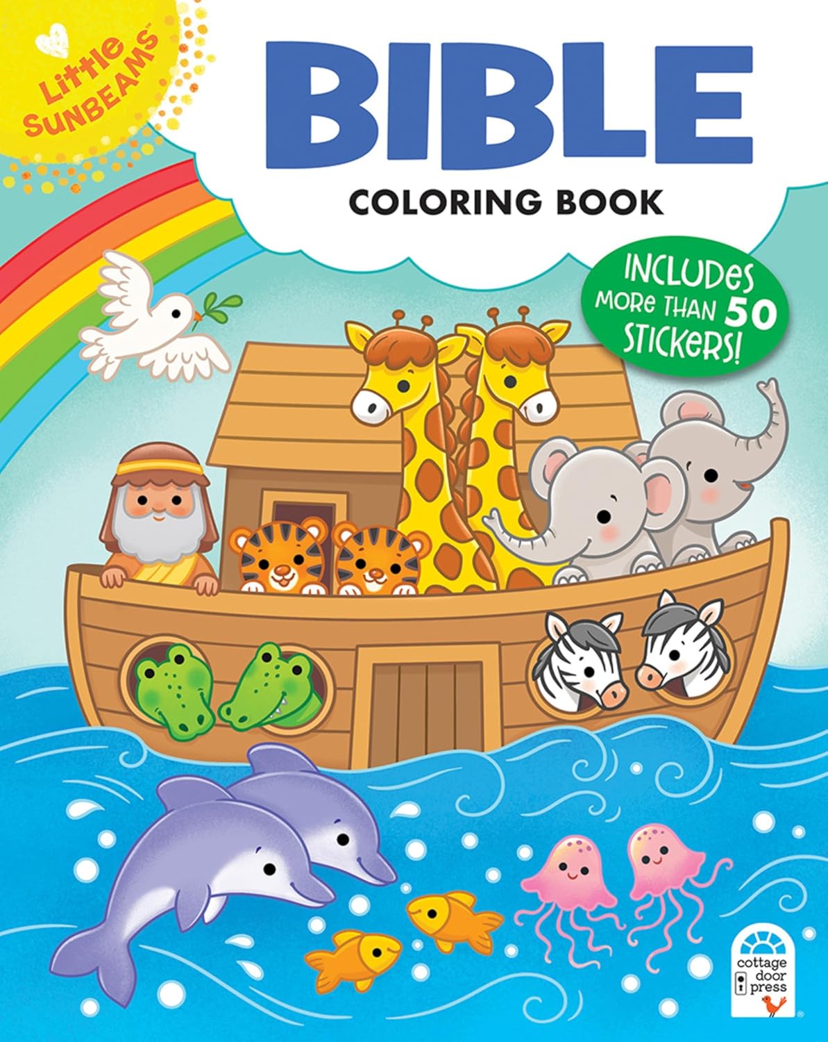 Bible Coloring Book With Stickers (Little Sunbeams) - 128 Perforated Pull Out Pages and 50+ Stickers by Cottage Door Press