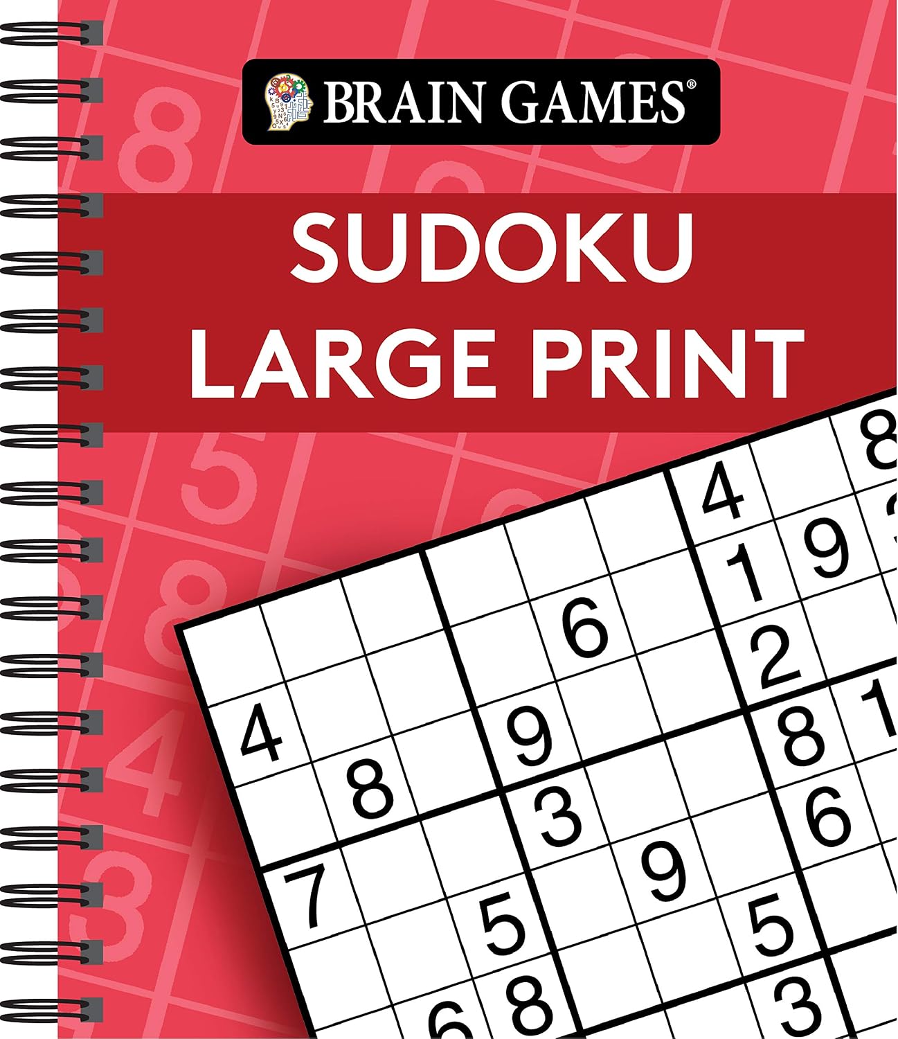 Brain Games - Sudoku Large Print (Red) (Brain Games Large Print) by Publications International Ltd.