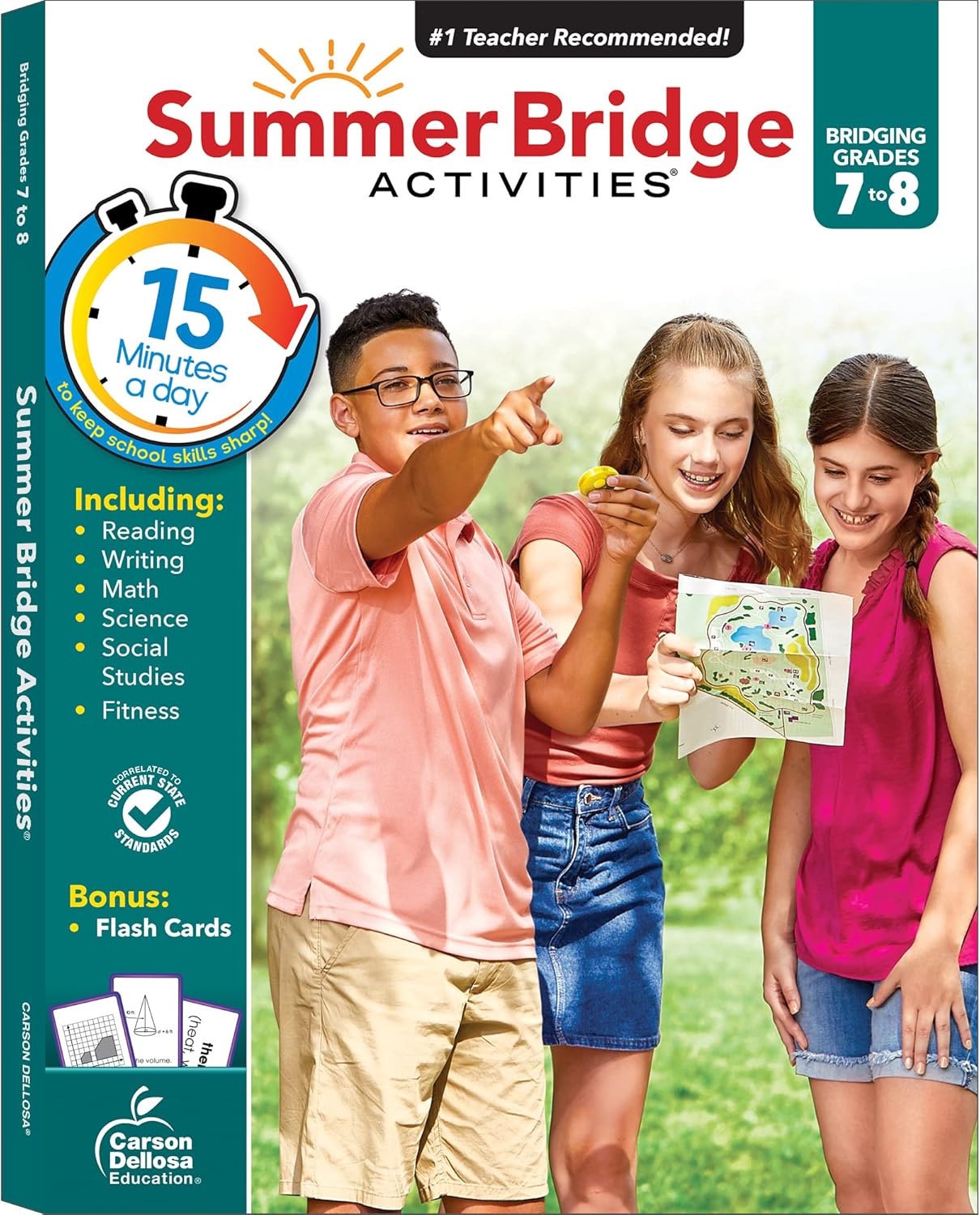 Summer Bridge Activities 7th Grade to 8th Grade Workbooks All Subjects, Math, Language Arts, Science, Social Studies, Fitness, Seventh & Eighth Grade with Flash Cards, eBooks & More (Volume 9) by Summer Bridge Activities