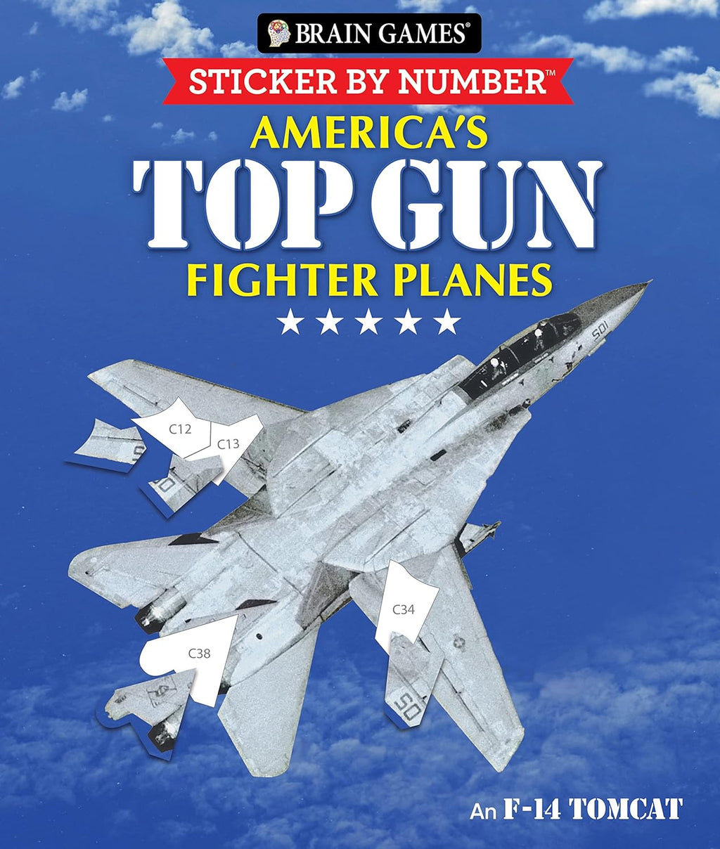 Brain Games - Sticker by Number: America's Top Gun Fighter Planes (28 Images to Sticker) by Publications International Ltd.