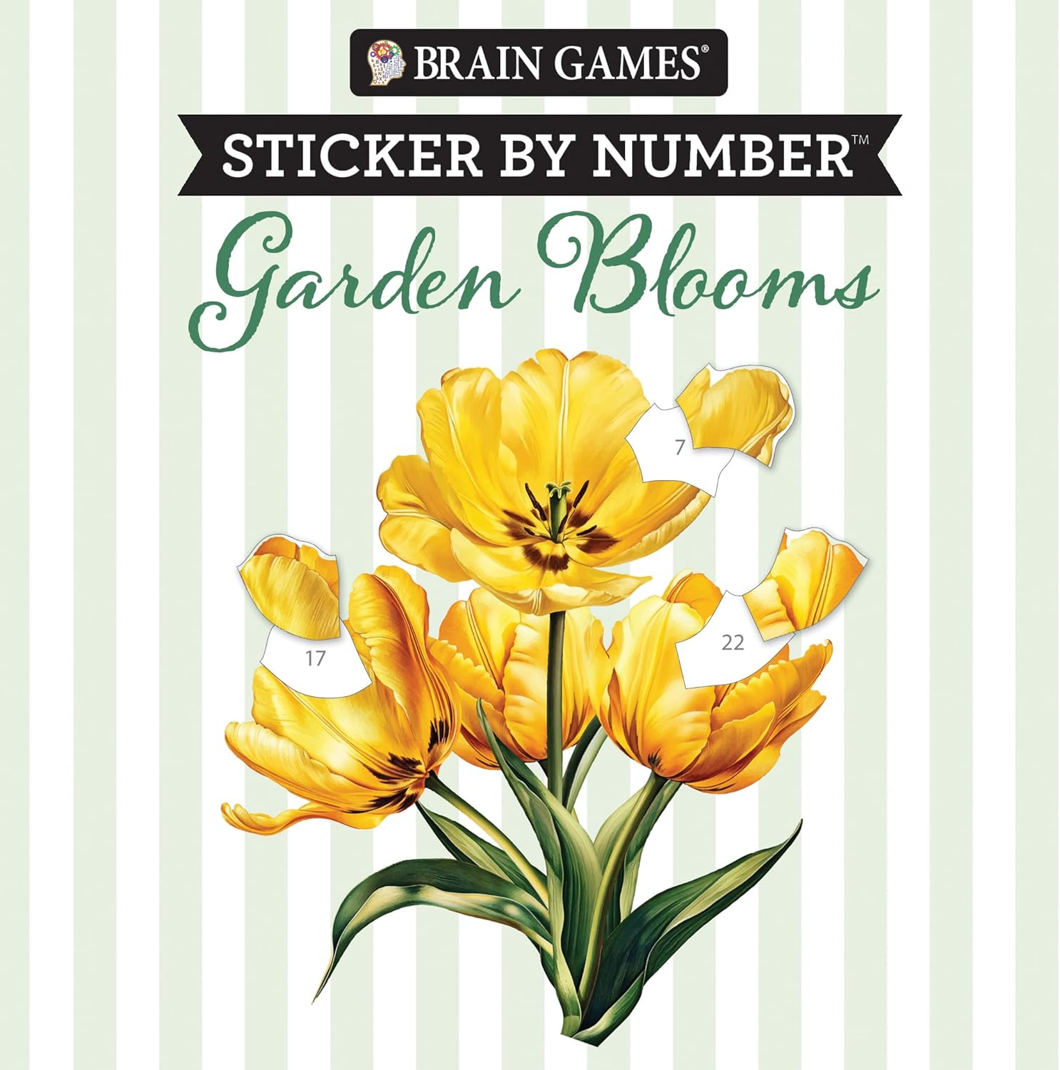 Brain Games - Sticker by Number Compact Edition: Garden Blooms | 7x7 Inches | Travel Size Activity Book for Adults & Kids 7+ by Publications International Ltd.