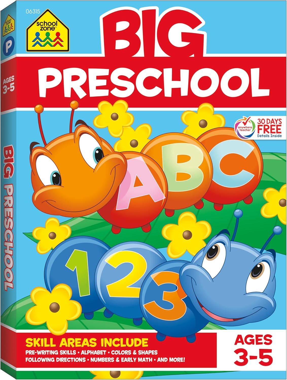 School Zone Big Preschool Workbook: 320 Pages, Toddler, Pre-K, ABCs, Alphabet, Basic Phonics, Writing Skills, Early Math & Numbers, Colors & Shapes, Matching, Follow Directions, Ages 3-5 by School Zone