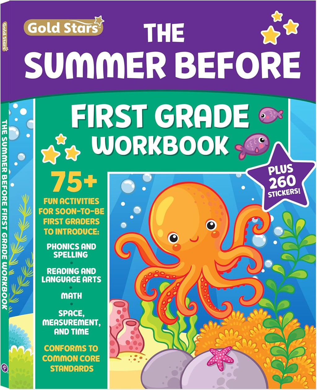 The Summer Before First Grade Workbook School Bridging Kindergarten to First Grade Ages 6 - 7: 75+ Activities, Phonics, Spelling, Reading, Language ... Measurement and Time (Gold Stars Series) by Gold Stars