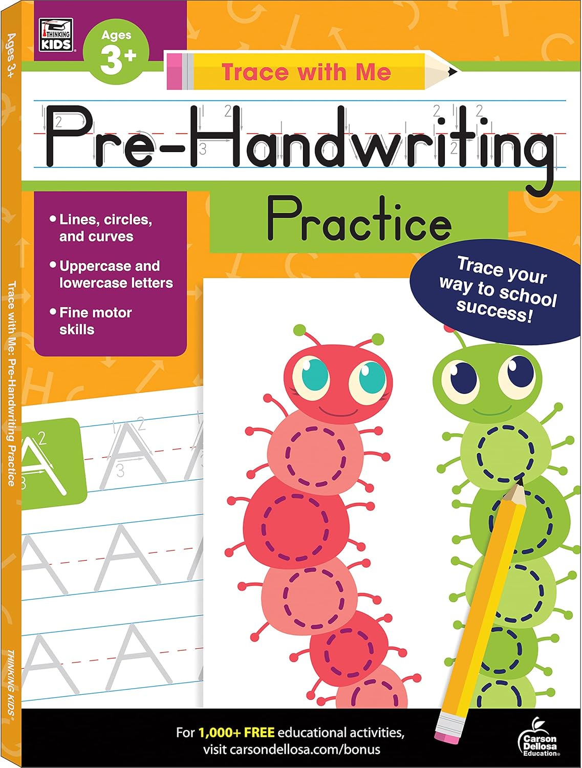 Carson Dellosa Trace With Me: Letter Tracing for Kids Ages 3-5, ABC Letter Tracing & Handwriting Practice Workbook for Kids PreK and Up, Trace Letters Alphabet Handwriting Practice for Preschool by Thinking Kids