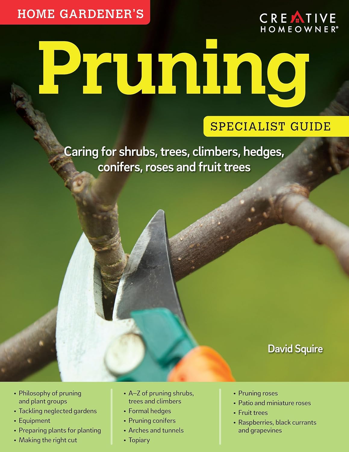 Home Gardener's Pruning Specialist Guide: Caring for Shrubs, Trees, Climbers, Hedges, Conifers, Roses and Fruit Trees (Creative Homeowner) A-Z of Plants & How to Prune Them, Creating Arches, and More by David Squire