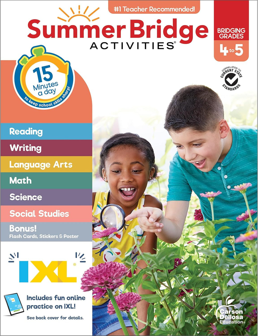 Summer Bridge Activities 4th to 5th Grade Workbooks All Subjects, Math, Language Arts, Reading Comprehension, Science, Social Studies, Writing, Fitness, Flash Cards, Stickers and More by Summer Bridge Activities