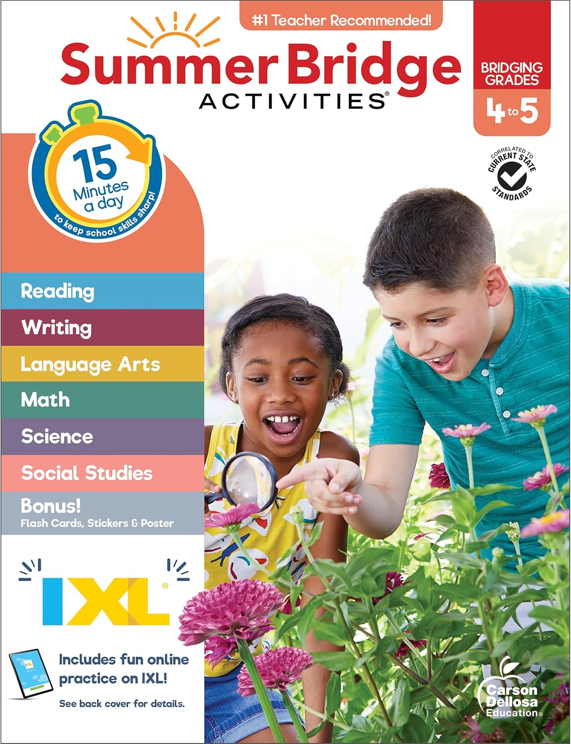 Summer Bridge Activities 4th to 5th Grade Workbooks All Subjects, Math, Language Arts, Reading Comprehension, Science, Social Studies, Writing, Fitness, Flash Cards, Stickers and More by Summer Bridge Activities