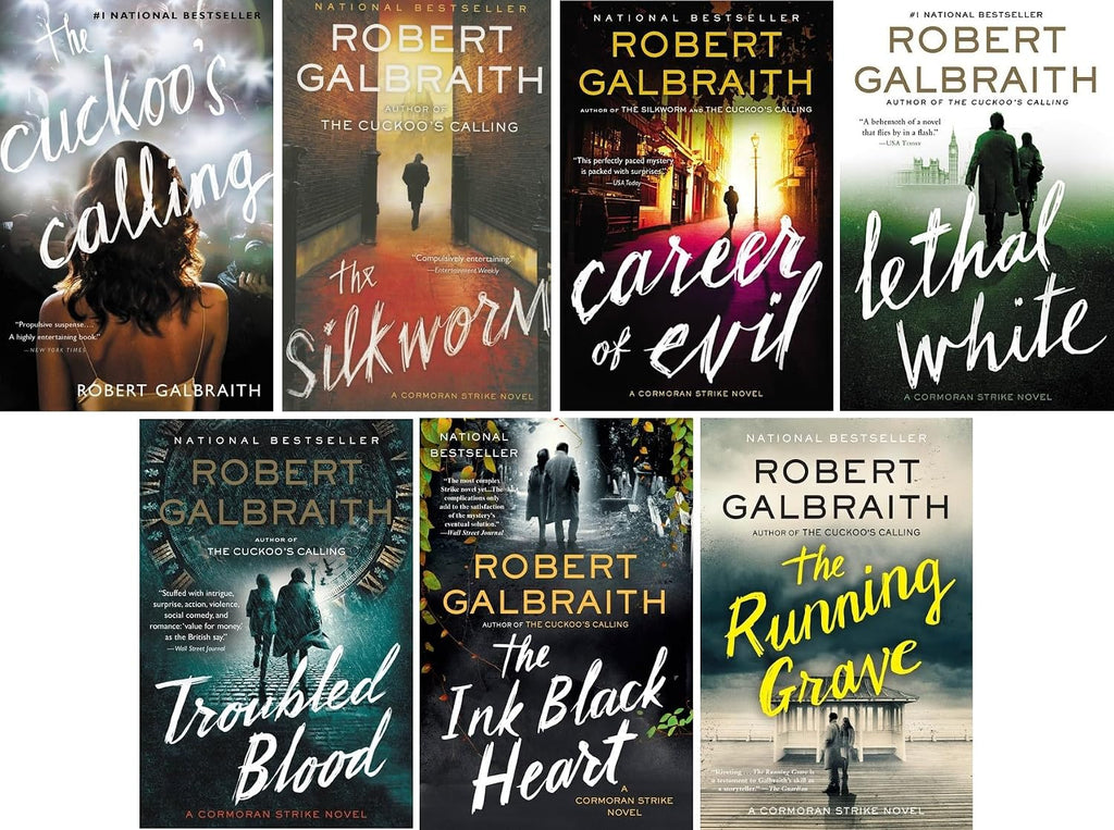 Cormoran Strike Novel Series 7 Books Collection Set by Robert Galbraith – The Cuckoo’s Calling, The Silkworm, Career of Evil, Lethal White, Troubled Blood, The Ink Black Heart & The Running Grave by Robert Galbraith