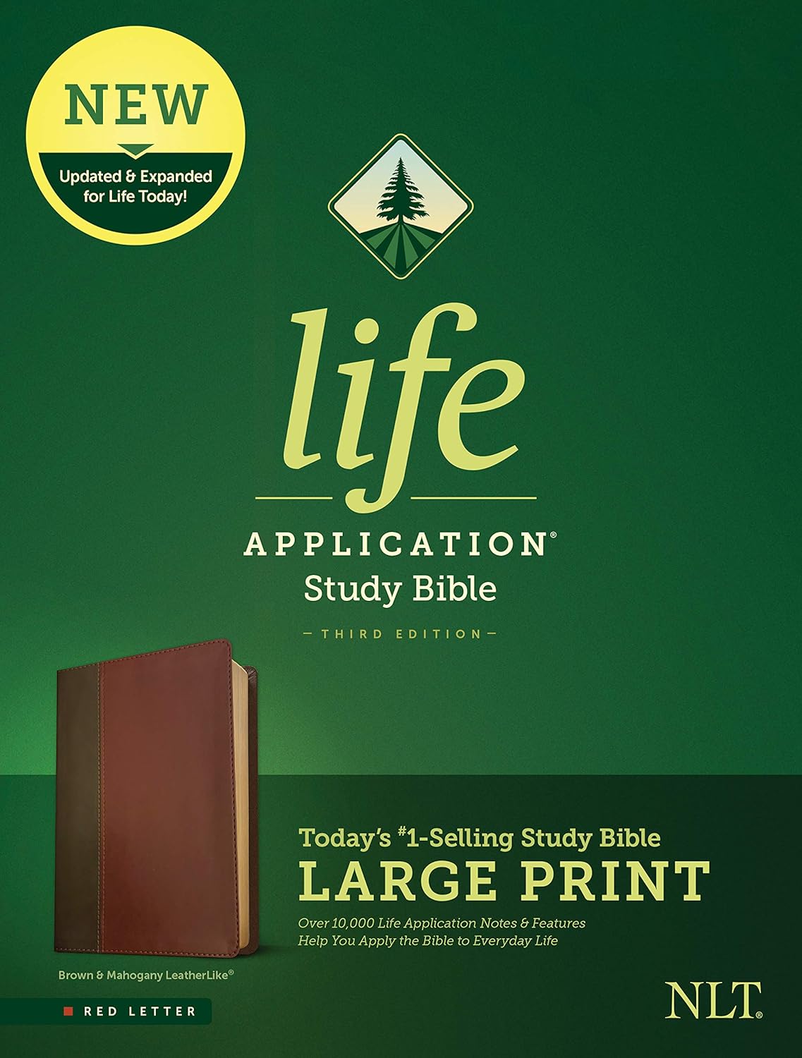 NLT Life Application Study Bible, Third Edition, Large Print (LeatherLike, Brown/Mahogany, Red Letter) by New Living Translation