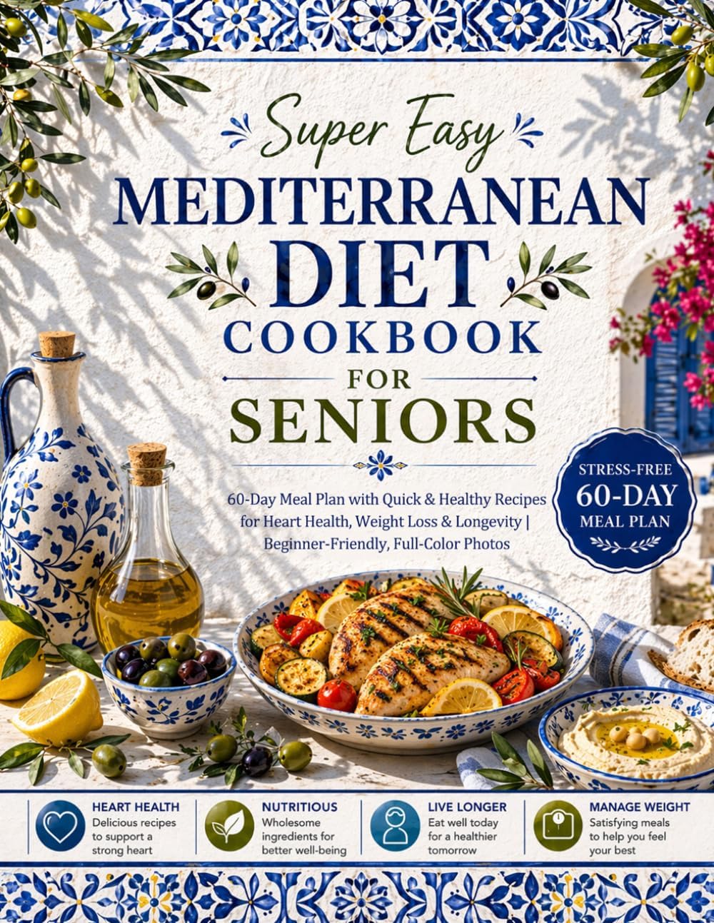 Super Easy Mediterranean Diet Cookbook for Seniors: 60-Day Meal Plan with Quick & Healthy Recipes for Heart Health, Weight Loss & Longevity | Beginner-Friendly, Full-Color Photos by Selene Maro