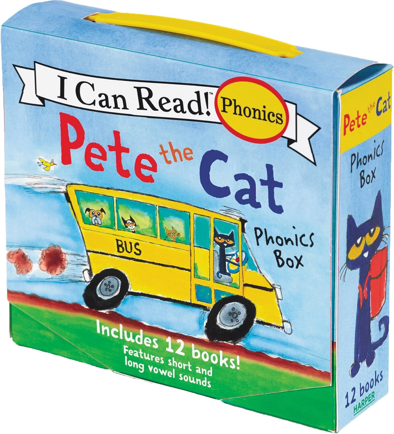 Pete the Cat 12-Book Phonics Fun!: A Box of 12 Mini-Books Featuring Short and Long Vowel Sounds – Expert-Reviewed Beginning Readers for Kids (Ages 3-6) (I Can Read Phonics Fun) by Kimberly Dean