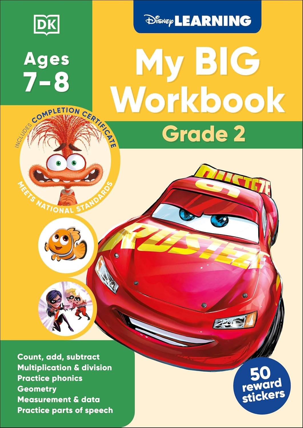 Disney Learning Big Workbook Grade 2: Math & English Workbook for Kids Aged 7-9, Curriculum-Based by DK