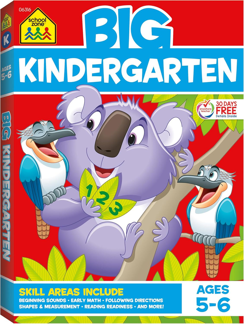 School Zone Big Kindergarten Workbook: 320 Pages, Early Reading and Writing, Numbers 0-20, Basic Math, Matching, Story Order, Ages 5 to 6 by School Zone