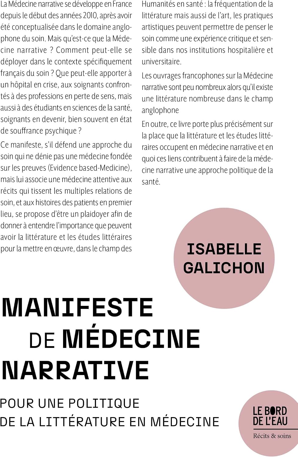 Manifeste pour la Médecine narrative: Pour une politique de la littérature en médecine by Isabelle Galichon