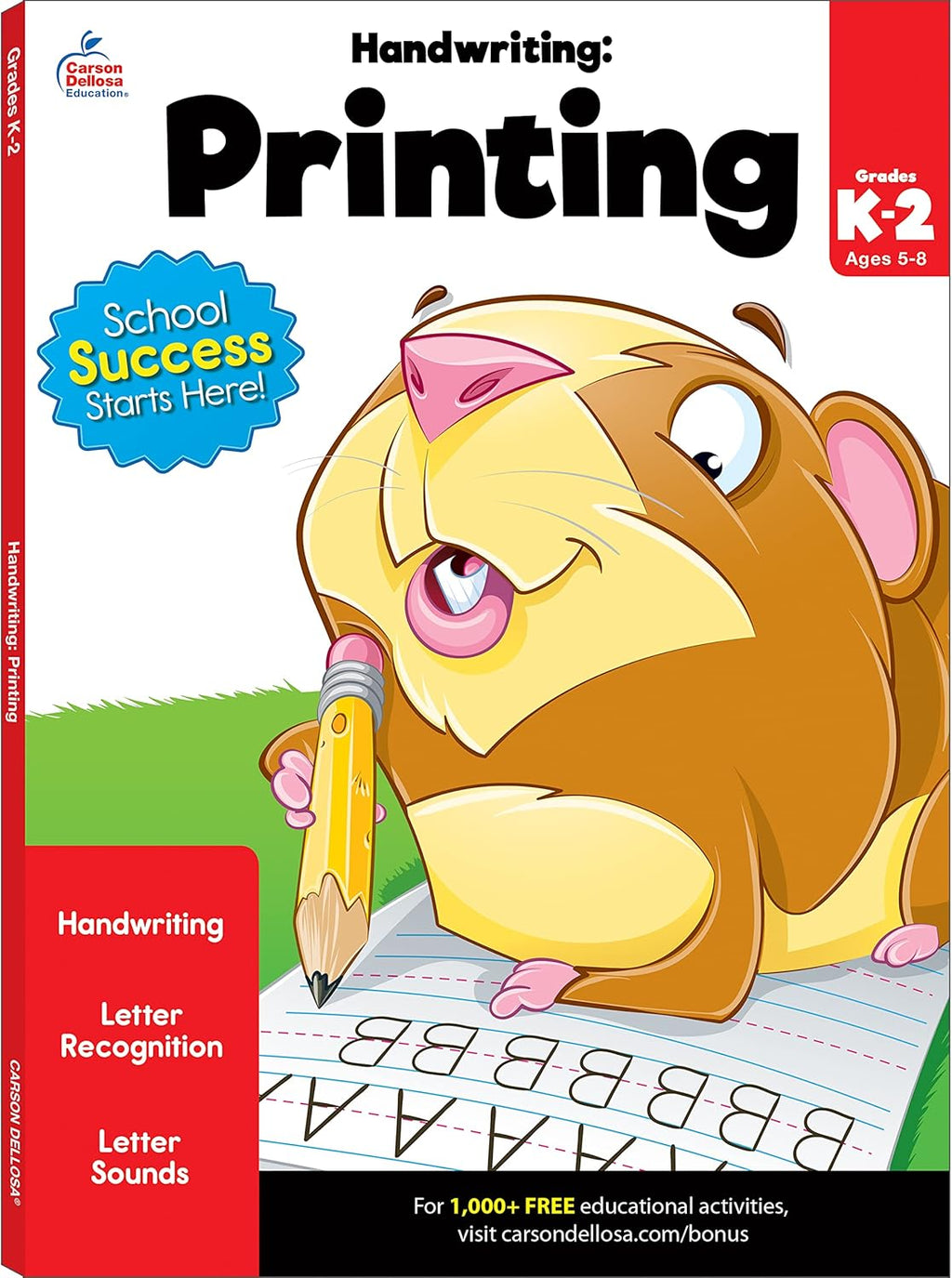 Carson Dellosa K-2 Printing Handwriting Workbook, Writing Book for Kindergarten, 1st and 2nd Grade With Letter Tracing Activities, Classroom or Homeschool Curriculum by Brighter Child