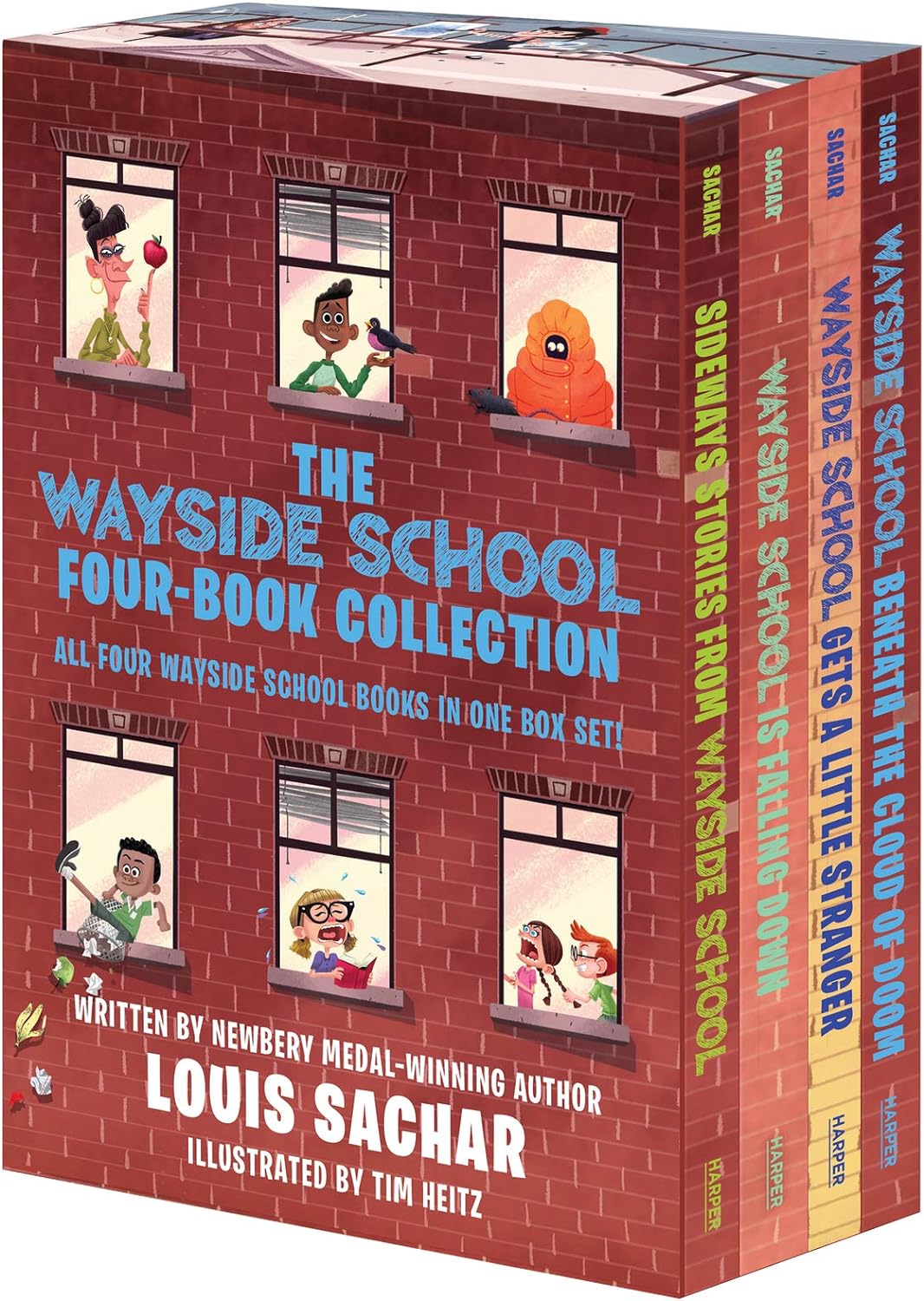The Wayside School 4-Book Box Set: Sideways Stories from Wayside School, Wayside School Is Falling Down, Wayside School Gets a Little Stranger, Wayside School Beneath the Cloud of Doom by Louis Sachar