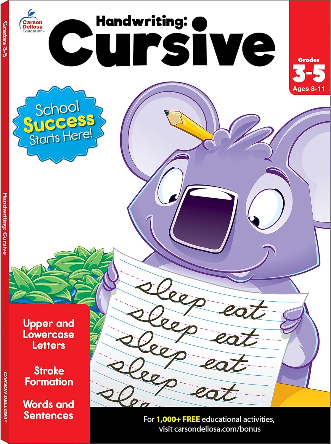 Carson Dellosa Grades 2-5 Cursive Handwriting Workbook, Writing Book With Sight Words, Sentences, and Letter Tracing Activities, Classroom or Homeschool Curriculum by Brighter Child