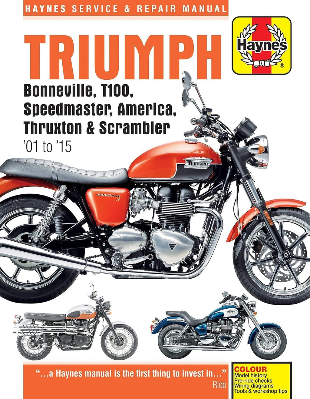 Triumph, Bonneville, T100, Speedmaster, America, Thruxton & Scrambler (2001-2015) Haynes Repair Manual (Haynes Powersports) by Editors of Haynes Manuals