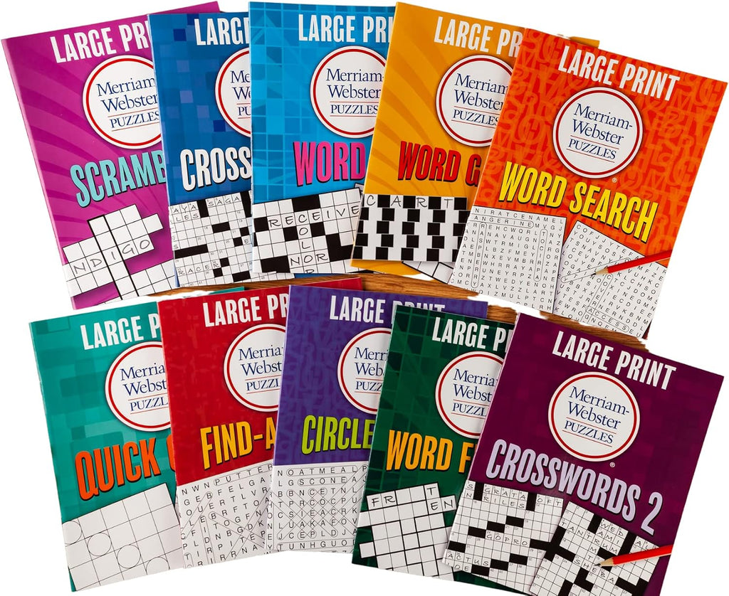 Large Print Merriam-Webster Puzzles 10 Booklet Set (Brain Games Large Print) by Publications International Ltd.