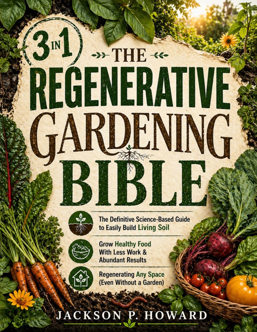 The Regenerative Gardening Bible: [3 in 1] The Definitive Science-Based Guide to Easily Build Living Soil, Grow Healthy Food With Less Work & Regenerating Any Space (Even Without a Garden) by Jackson P. Howard