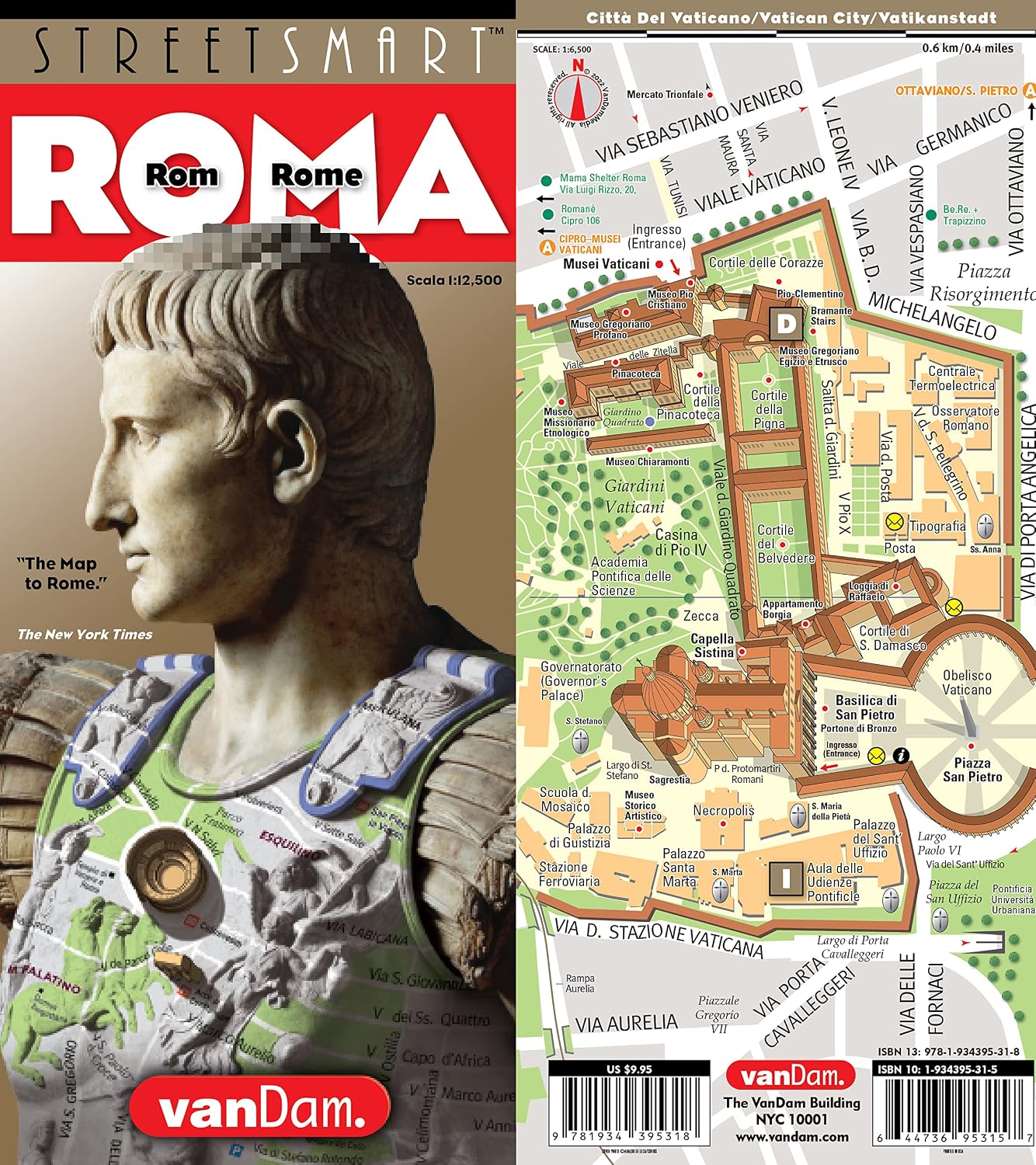 StreetSmart® Rome Map by VanDam –– Laminated, pocket sized City Center folding street and subway map to Rome, Italy with all attractions, museums, ... ... (English, Italian and German Edition) 2026 by Stephan Van Dam