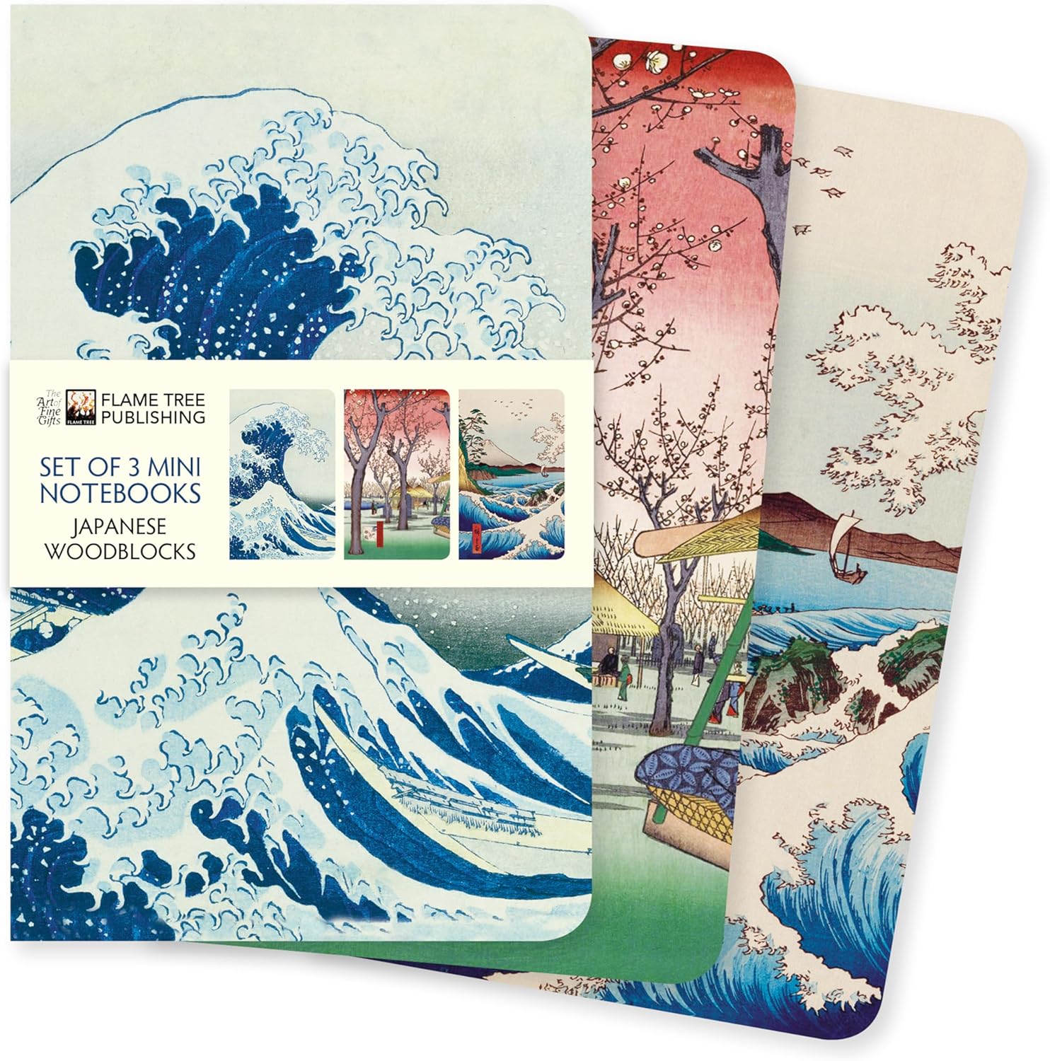 Japanese Woodblocks Set of 3 Mini Notebooks (Mini Notebook Collections) by Flame Tree Studio
