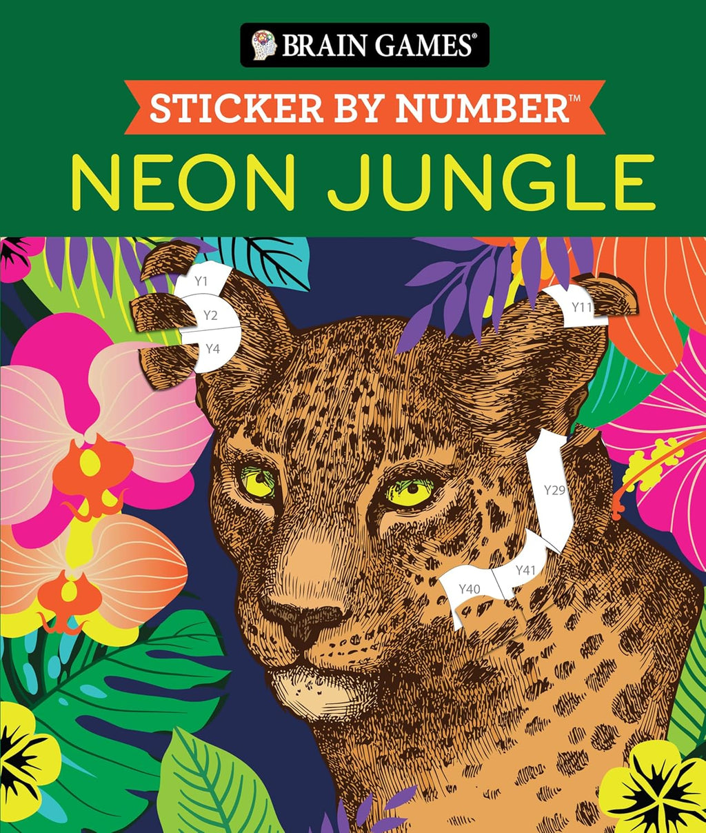 Brain Games - Sticker by Number: Neon Jungle (28 Images to Sticker) by Publications International Ltd.