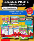 KAPPA Super Saver LARGE PRINT Word Search Puzzle Pack-Set of 9 Carry-Along Digest Size Books by Kappa Books Publishers