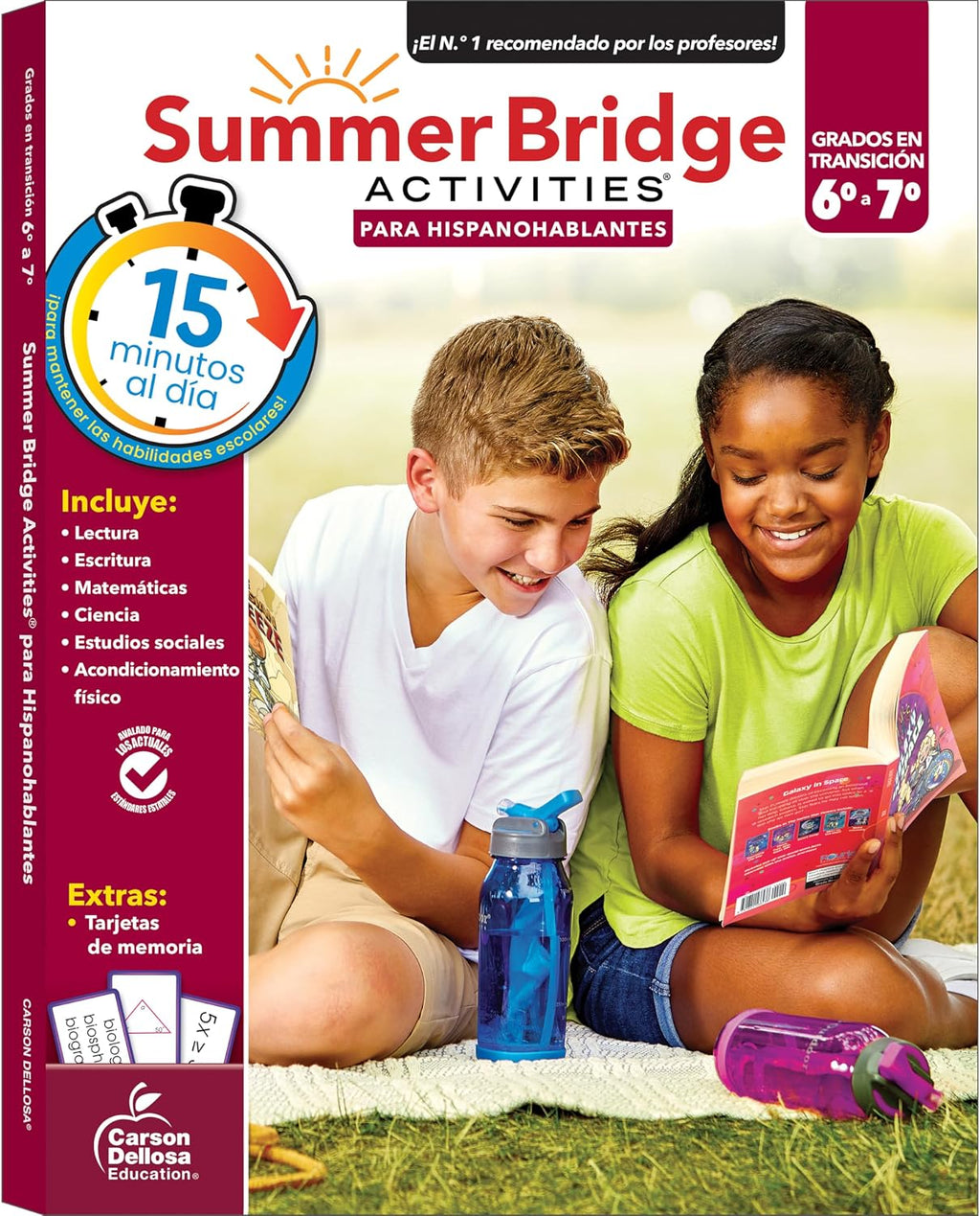 Summer Bridge Activities Spanish 6th to 7th Grade Workbooks All Subjects, Middle School Books With Math, Reading Comprehension, Science, Fitness, Social Studies, Writing Practice, and Flash Cards by Summer Bridge Activities