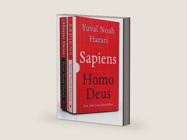 Sapiens/Homo Deus box set by Yuval Noah Harari | barcode:9780062834317 | source:'9780062834317-right-three-quarter.jpg